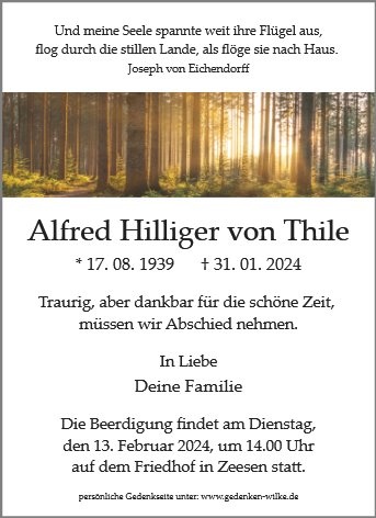 Erinnerungsbild für Herr Alfred Hilliger von Thile