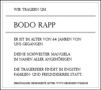 Erinnerungsbild für Bodo Rapp