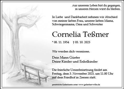 Erinnerungsbild für Frau Cornelia Teßmer