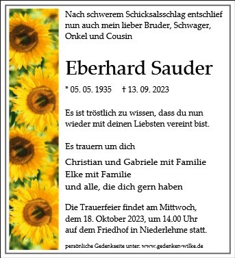 Erinnerungsbild für Herr Eberhard Sauder