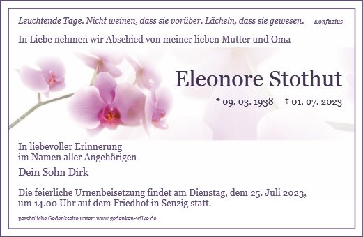 Erinnerungsbild für Frau Eleonore Stothut