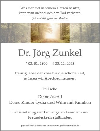 Erinnerungsbild für Herr Dr. Jörg Zunkel