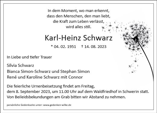 Erinnerungsbild für Herr Karl-Heinz Schwarz