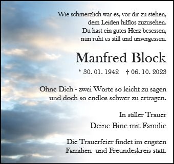 Erinnerungsbild für Manfred Block