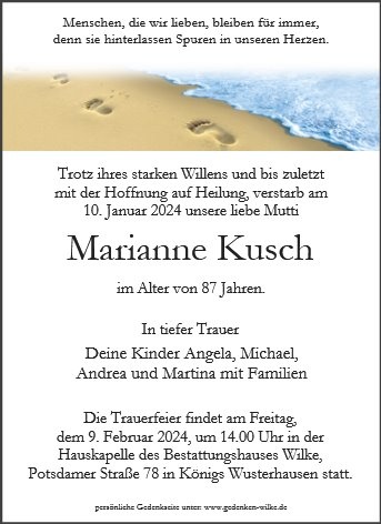 Erinnerungsbild für Frau Marianne Kusch
