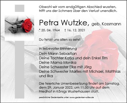 Erinnerungsbild für Frau Petra Wutzke